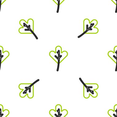 Çizgi Yaprak simgesi beyaz arkaplanda izole edilmiş kusursuz desen. İşaret bırakıyor. Taze doğal ürün sembolü. Vektör İllüstrasyonu.