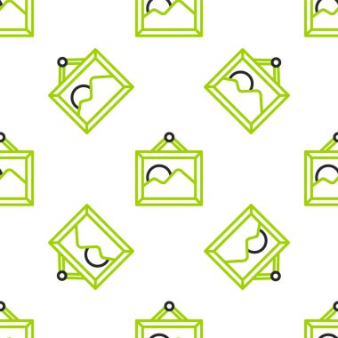 Çizgi Görüntü ikonu beyaz arkaplanda izole edilmiş pürüzsüz desen. Vektör İllüstrasyonu.