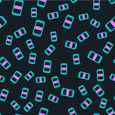 Line Mobile telefon optimizasyon konsepti simgesi siyah arkaplanda izole edilmiş kusursuz desen. Vektör İllüstrasyonu.