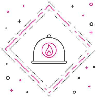 İtfaiyeci miğferi ya da itfaiyeci şapkası ikonu beyaz arka planda izole edilmiş. Renkli taslak konsepti. Vektör İllüstrasyonu.