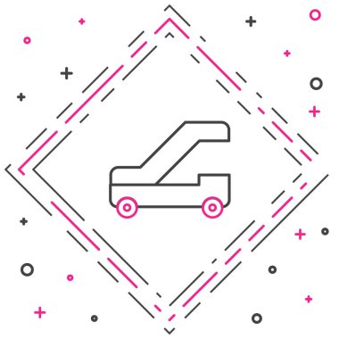 Beyaz arka planda, uçağa biniş simgesi olarak izole edilmiş hat yolcu merdiveni. Havaalanı merdiveni yolculuğu. Renkli taslak konsepti. Vektör İllüstrasyonu.