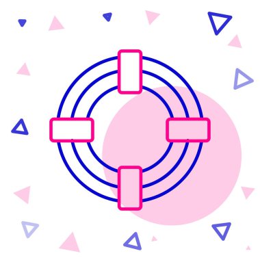 Çizgi Lifebuoy simgesi beyaz arkaplanda izole edildi. Hayat kurtaran yüzen can simidi plaj için, kurtarma kemeri insanları kurtarmak için. Renkli taslak konsepti. Vektör İllüstrasyonu.