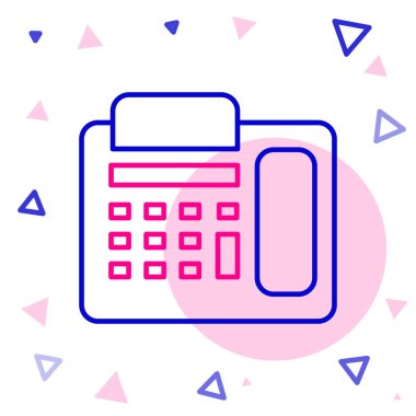 Beyaz arkaplanda hat telefon simgesi izole edildi. Sabit telefon. Renkli taslak konsepti. Vektör İllüstrasyonu.