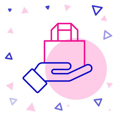 Çevrimiçi sipariş verme ve fast food dağıtım simgesi beyaz arka planda izole edildi. Renkli taslak konsepti. Vektör İllüstrasyonu.