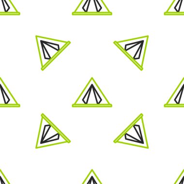 Çizgi turist çadırı simgesi beyaz arka planda izole edilmiş pürüzsüz desen. Kamp sembolü. Vektör İllüstrasyonu.