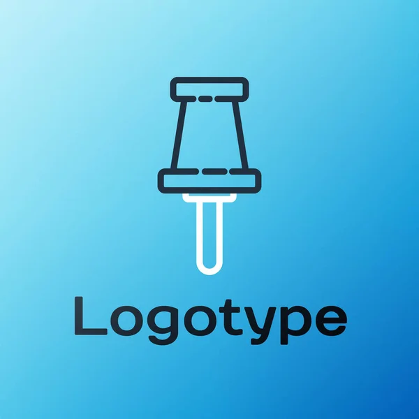Linia Push Pin Ikona Izolowana Niebieskim Tle Znak Kciukach Kolorowy — Wektor stockowy