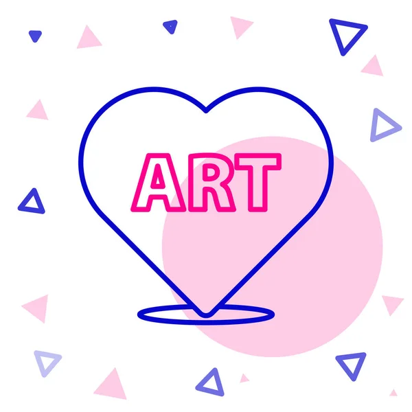 Line Heart Med Text Konst Ikon Isolerad Vit Bakgrund Färgstarkt — Stock vektor