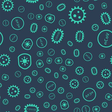 Corona virüsü covid-19, Virüs, Kalkan 'ı virüsten ve Corona virüsü 2019-nCoV' u kusursuz bir kalıba sokun. Vektör.