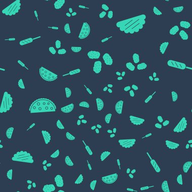 Tavuk nugget, tortilla ile Taco, tortilla ile Taco ve dikişsiz mısır sosisi hazırla. Vektör.