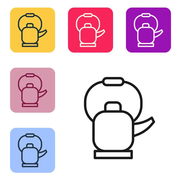 Black Line Kettle Handle Icon Isolated White Background Teapot Icon — Stock Vector