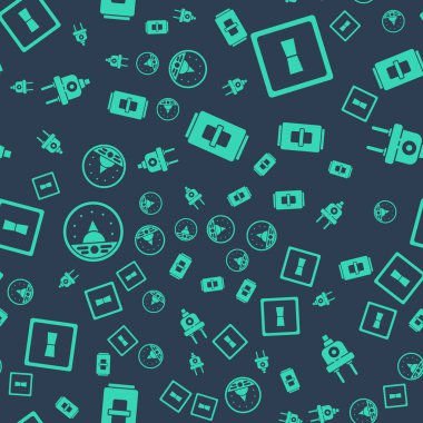 Elektrik lambasını, elektrik lambasını, ampere sayacını, multimetreyi, voltmetreyi ve elektrik prizini ayarlayın. Vektör.