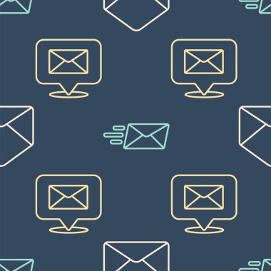 Zarflı zarf ve ekspres zarfı pürüzsüz desenli konuşma baloncuğu olarak ayarla. Vektör.