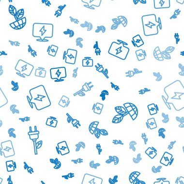 Elektrik prizini yaprak, dünya küresi, bitki ve şimşek gibi pürüzsüz desenlere ayarlayın. Vektör.