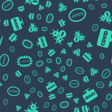 Negatif virüsü, sabunu, Corona virüsü covid-19 'u ve Corona virüsü covid-19' u kusursuz şekilde yerleştirin. Vektör.