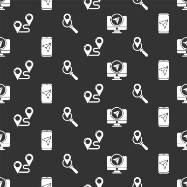 Konum işaretleyicisi, şehir haritası navigasyonu, rota konumu ve arama konumunu sorunsuz bir şekilde ayarla. Vektör.