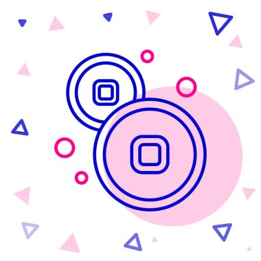 Çin Yuan çizgi para birimi simgesi beyaz arka planda izole. Bozuk para. Bankacılık işareti. Para sembolü. Renkli taslak konsepti. Vektör İllüstrasyonu.