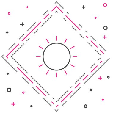 Çizgi Sun simgesi beyaz arkaplanda izole edildi. Yaz sembolü. Güneşli bir gün. Renkli taslak konsepti. Vektör İllüstrasyonu.