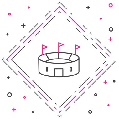 Çizgi Hokey Stadyumu ikonu beyaz arka planda izole edildi. Hokey sahası. Renkli taslak konsepti. Vektör İllüstrasyonu.