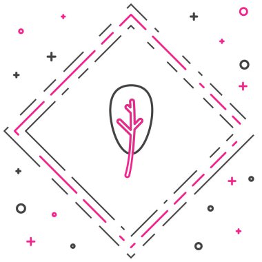 Çizgi Yaprak simgesi beyaz arkaplanda izole edildi. İşaret bırakıyor. Taze doğal ürün sembolü. Renkli taslak konsepti. Vektör İllüstrasyonu.