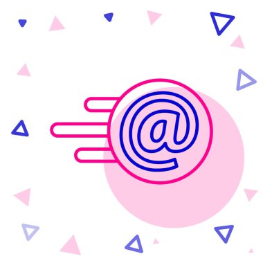 Satır Posta ve e- posta simgesi beyaz arkaplanda izole edildi. Zarf sembolü e-postası. E- posta kodu. Renkli taslak konsepti. Vektör İllüstrasyonu.