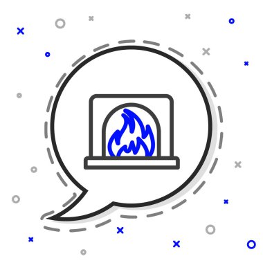 Beyaz arka planda izole edilmiş çizgi iç şömine ikonu. Renkli taslak konsepti. Vektör İllüstrasyonu.