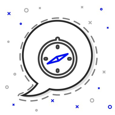 Pusula simgesi beyaz arkaplanda izole edildi. Rüzgâr yön bulma sembolü. Rüzgar gül işareti. Renkli taslak konsepti. Vektör İllüstrasyonu.