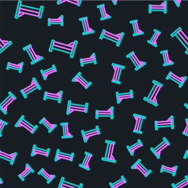 Çizgi yatak simgesi siyah arkaplanda izole edilmiş. Vektör İllüstrasyonu.