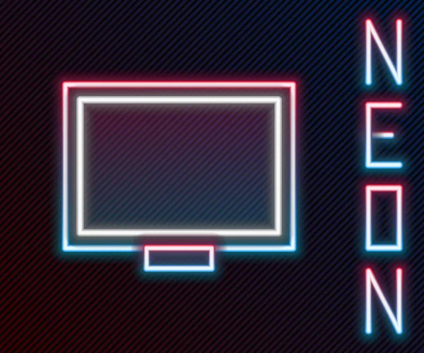 Zářící Neonová Čára Rámeček Obrázku Ikoně Tabulky Izolovaný Černém Pozadí — Stockový vektor