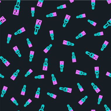 Çizgi fırçası simgesi siyah arkaplanda izole edilmiş kusursuz desen. Vektör İllüstrasyonu.