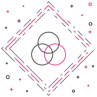 RGB ve CMYK renk karıştırma simgesi beyaz arkaplanda izole edildi. Renkli taslak konsepti. Vektör İllüstrasyonu.