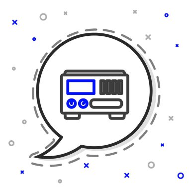 Beyaz arkaplanda izole edilmiş çizgi elektriksel ölçüm aletleri simgesi. Analog cihazları. Elektrikli aletler. Renkli taslak konsepti. Vektör İllüstrasyonu.