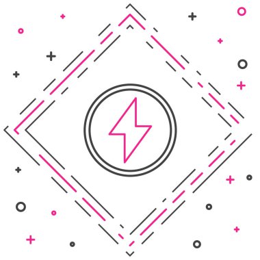 Şimşek çizgisi simgesi beyaz arkaplanda izole edildi. Flaş işareti. Flaş ikonunu yükle. Gök gürültüsü. Yıldırım çarpması. Renkli taslak konsepti. Vektör İllüstrasyonu.