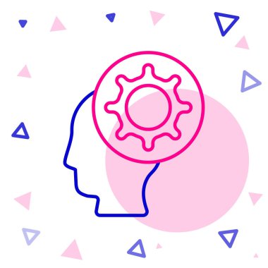 Beyaz arka planda izole edilmiş çizgi insan ve virüs ikonu. Corona virüsü 2019-nCoV. Bakteri ve mikroplar, hücre kanseri, mikrop, mantar. Renkli taslak konsepti. Vektör İllüstrasyonu.