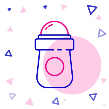 Terleme önleyici deodorant rulo simgesi beyaz arkaplanda izole edildi. Vücut hijyeni için kozmetik. Renkli taslak konsepti. Vektör İllüstrasyonu.