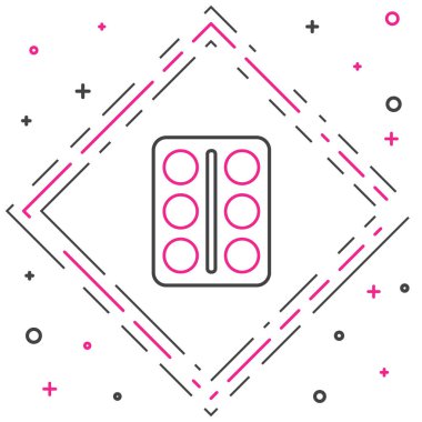 Beyaz zemin üzerinde fırça simgesi olan Çizgi Gözü Paleti. Renkli taslak konsepti. Vektör İllüstrasyonu.