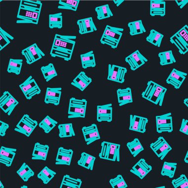 Çizgi Yazıcı simgesi siyah arkaplanda izole edilmiş. Vektör İllüstrasyonu.