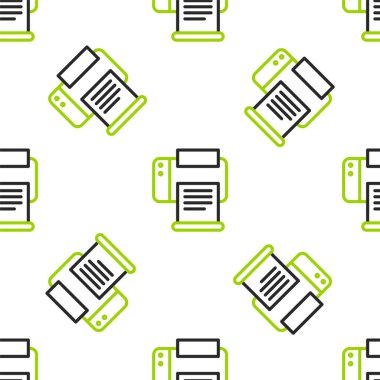 Çizgi Yazıcı simgesi beyaz arkaplanda izole edilmiş kusursuz desen. Vektör İllüstrasyonu.