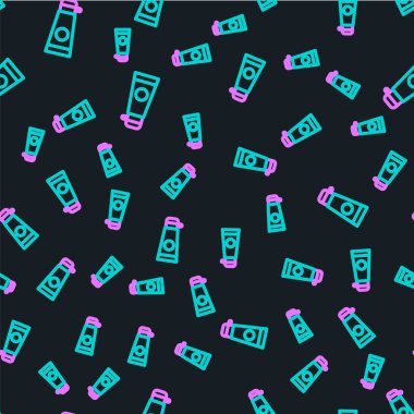 Çizgi krem ya da losyon kozmetik tüp simgesi siyah arkaplanda izole edilmiş. Erkekler için vücut bakım ürünleri. Vektör İllüstrasyonu.