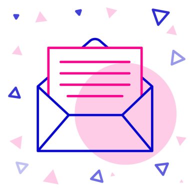 Satır Zarfı simgesi beyaz arkaplanda izole edildi. E- posta mektup sembolü. Renkli taslak konsepti. Vektör İllüstrasyonu.