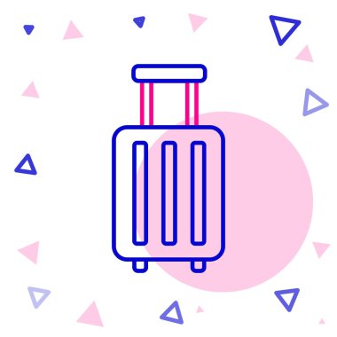 Seyahat simgesi için satır çantası beyaz arkaplanda izole edildi. Seyahat bagaj tabelası. Seyahat bagaj ikonu. Renkli taslak konsepti. Vektör İllüstrasyonu.