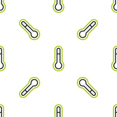 Meteoroloji çizgisi termometresi beyaz arkaplanda izole edilmiş ikonu ölçüyor. Termometre termometresi sıcak ya da soğuk hava gösteriyor. Vektör İllüstrasyonu.