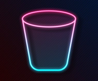 Parlayan neon hattı Çöp kutusu simgesi siyah arkaplanda izole edildi. Çöp kutusu tabelası. Sepet simgesini geri dönüştür. Ofis çöpü ikonu. Vektör İllüstrasyonu.