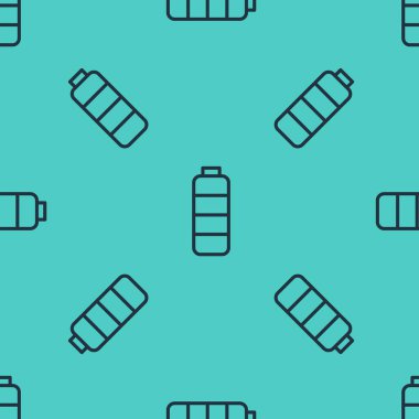 Siyah çizgi Batarya şarj seviyesi gösterge simgesi yeşil arkaplanda izole edilmiş pürüzsüz desen. Vektör İllüstrasyonu.