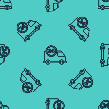 Siyah çizgi, saat başı, yeşil arka planda izole edilmiş ikon vasıtasıyla servis ediliyor. Vektör İllüstrasyonu.