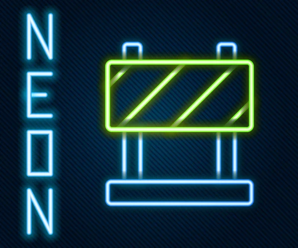 Zářící Neonová Čára Ikona Silniční Bariéry Izolovaná Černém Pozadí Symbol — Stockový vektor