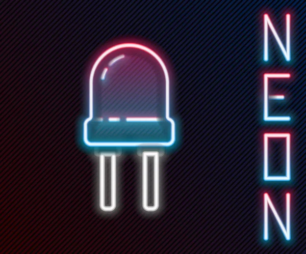 Világító Neon Vonal Fénykibocsátó Dióda Ikon Elszigetelt Fekete Alapon Félvezető — Stock Vector