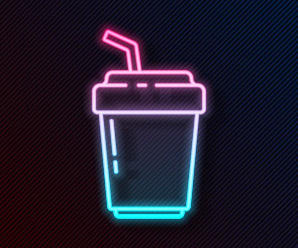 Leuchtende Neon Linie Kaffeetasse Symbol Isoliert Auf Schwarzem Hintergrund Vektorillustration — Stockvektor