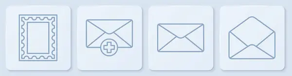 Ställ Linje Poststämpel Kuvert Mottagna Meddelande Koncept Och Kuvert Vit — Stock vektor
