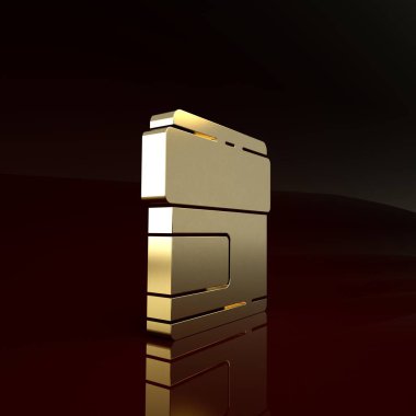 Kahverengi arka planda izole edilmiş altın krem ya da losyon kozmetik tüp ikonu. Erkekler için vücut bakım ürünleri. Minimalizm kavramı. 3d illüstrasyon 3B canlandırma