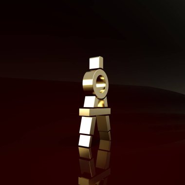 Altın çizim pusula simgesi kahverengi arkaplanda izole edildi. Pusula işareti. Çizim ve eğitim araçları. Geometrik alet. Minimalizm kavramı. 3d illüstrasyon 3B canlandırma